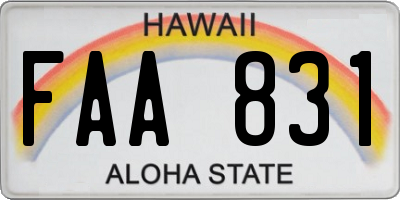HI license plate FAA831