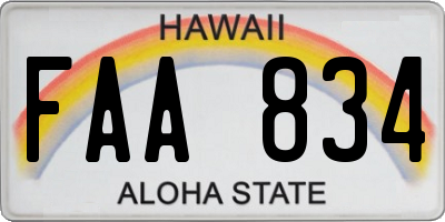 HI license plate FAA834