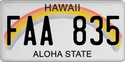 HI license plate FAA835
