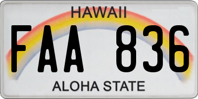 HI license plate FAA836