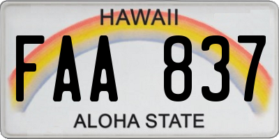 HI license plate FAA837