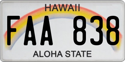 HI license plate FAA838