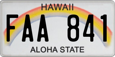 HI license plate FAA841