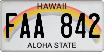 HI license plate FAA842
