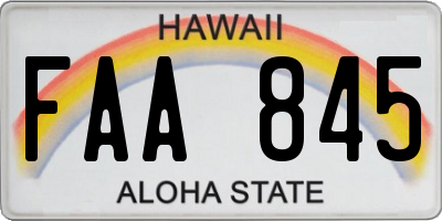 HI license plate FAA845