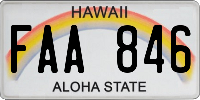 HI license plate FAA846
