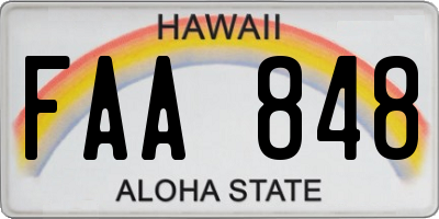 HI license plate FAA848