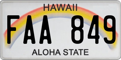 HI license plate FAA849