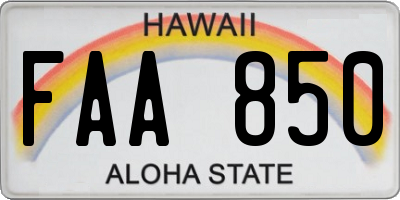 HI license plate FAA850