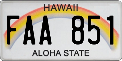 HI license plate FAA851