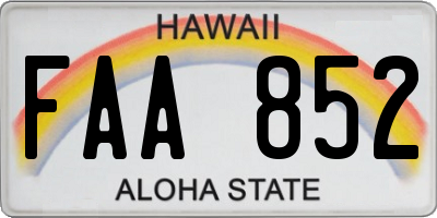 HI license plate FAA852