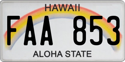 HI license plate FAA853