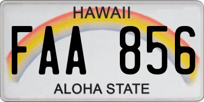 HI license plate FAA856