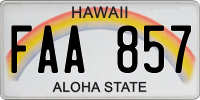 HI license plate FAA857