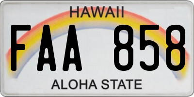 HI license plate FAA858