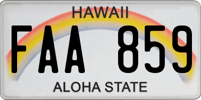 HI license plate FAA859