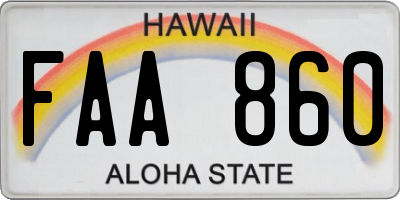 HI license plate FAA860