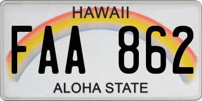 HI license plate FAA862