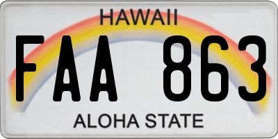 HI license plate FAA863