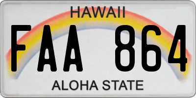 HI license plate FAA864