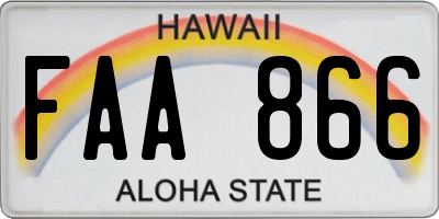 HI license plate FAA866