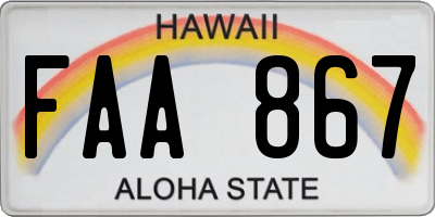 HI license plate FAA867
