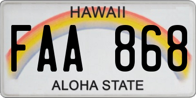 HI license plate FAA868