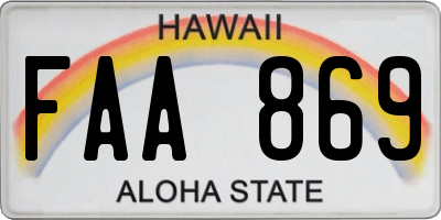 HI license plate FAA869