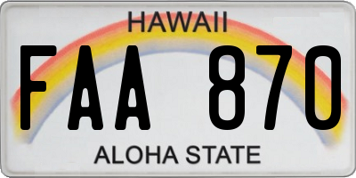 HI license plate FAA870