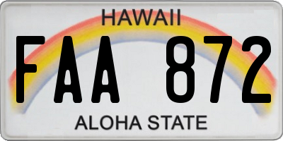 HI license plate FAA872