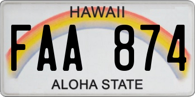 HI license plate FAA874