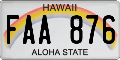 HI license plate FAA876