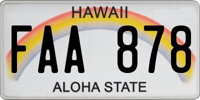 HI license plate FAA878
