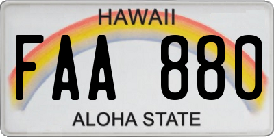 HI license plate FAA880
