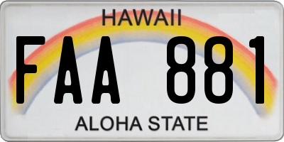 HI license plate FAA881