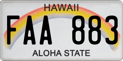 HI license plate FAA883
