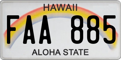 HI license plate FAA885