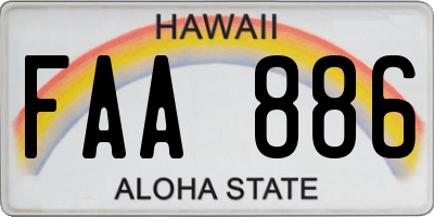 HI license plate FAA886