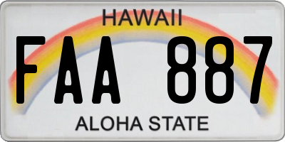 HI license plate FAA887