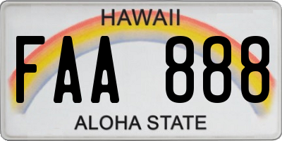 HI license plate FAA888