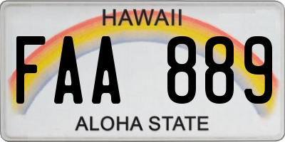 HI license plate FAA889