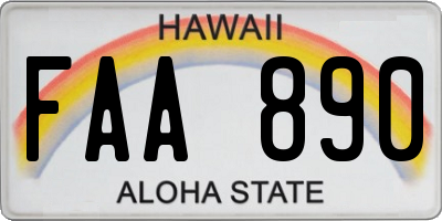 HI license plate FAA890