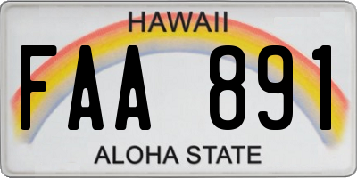 HI license plate FAA891