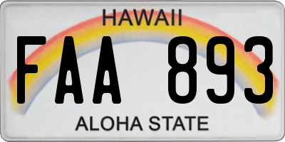 HI license plate FAA893