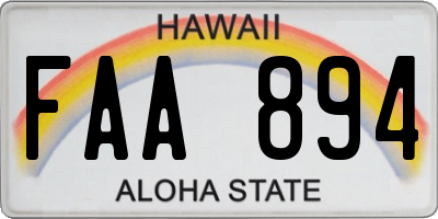 HI license plate FAA894