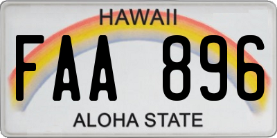 HI license plate FAA896