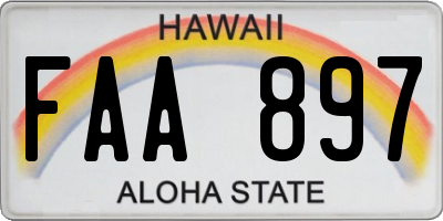 HI license plate FAA897