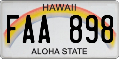 HI license plate FAA898