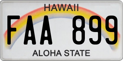 HI license plate FAA899