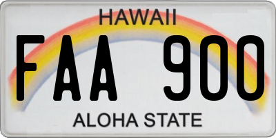 HI license plate FAA900